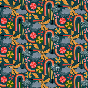 Joyful with a Chance of Rain - Navy - Small Scale