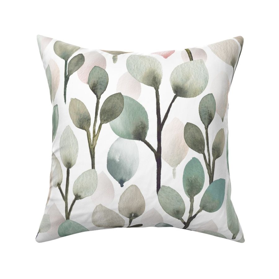 MODERN WATERCOLOR EUCALYPTUS LEAVES-MOSS GREEN-LARGE