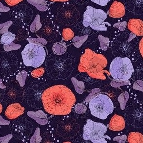 Violet Purple, Lilac, and Orange Blush Poppy Flowers