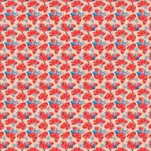 Red and Blue Seamless Floral Pattern