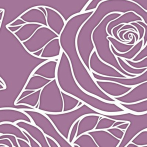 Large Rose Cutout Pattern - Mauve and White