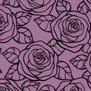 Rose Cutout Pattern - Mauve and Black