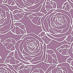Rose Cutout Pattern - Mauve and White