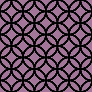 Interlocked Circles Pattern - Mauve and Black