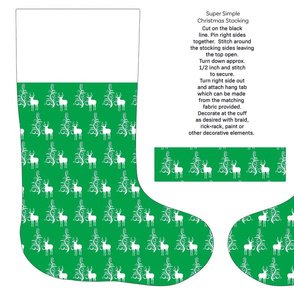 Green reindeer cut and sew stocking