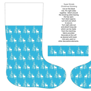Turquoise Reindeer cut and sew stocking