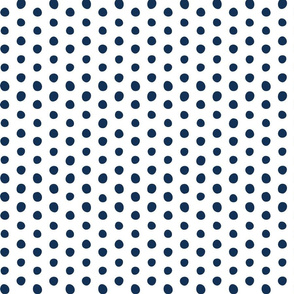 indigo crooked dots on white - dots fabric
