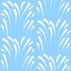 Art Deco Flourish - white on sky blue