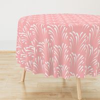 Art Deco Flourish - white on coral shell pink