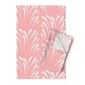 Art Deco Flourish - white on coral shell pink