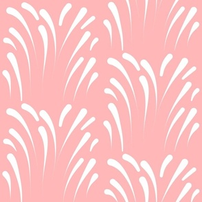 Art Deco Flourish - white on coral shell pink