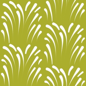 Art Deco Flourish - white on chartreuse