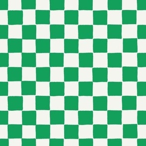 Checkerboard in green - green checks - green squares - painted squares - medium size checks