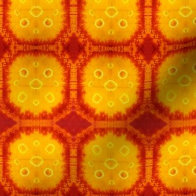 Octagon Shibori- Red and Mustard- Small Scale