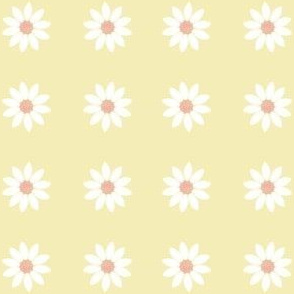 White daisies on lemon yellow 