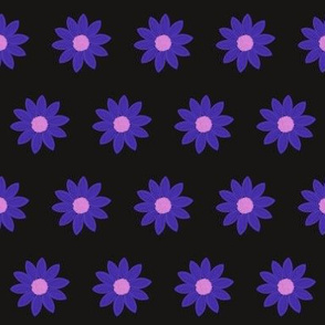 Indigo daisies on black