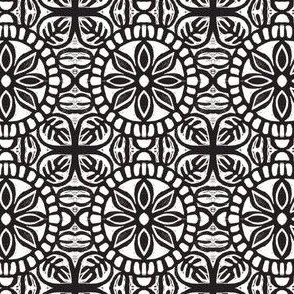 Blossom Carved Stamp black and white block print