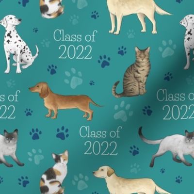 Cats and Dogs Class of 2022 on teal - medium scale