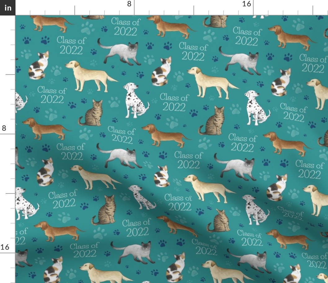 Cats and Dogs Class of 2022 on teal - medium scale