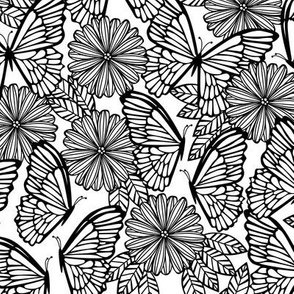 Butterfly Fields (Black and White)