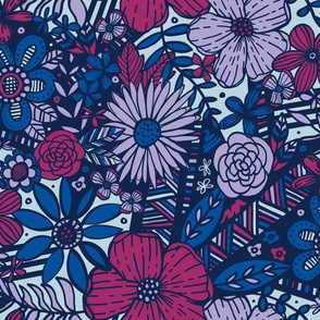 Floral Frenzy (Lilac, Berry, Cobalt)