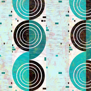 Mod Snail Shell  -- Mid-century Modern Beach House Motif in Aqua, White, and Black -- 150dpi (Full Scale)