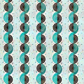 Mod Snail Shell  -- Mid-century Modern Beach House Motif in Aqua, White, and Black -- 485dpi (31% of Full Scale)