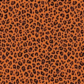 ★ SKULLS x LEOPARD ★ Halloween Pumpkin Orange - Tiny Scale / Collection : Leopard Spots variations – Punk Rock Animal Prints 3