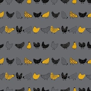 Vintage  Grey and Yellow Hens