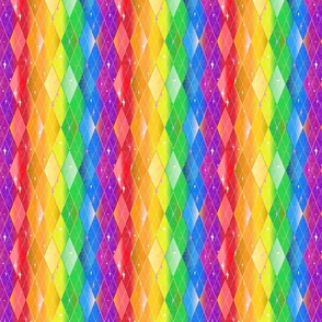 Very Rainbow! Rainbow Argyle - Bright Rainbow Gay Pride Colors with Diamonds -- 11.60in x 9.65in repeat -- 878dpi (17% of Full Scale)