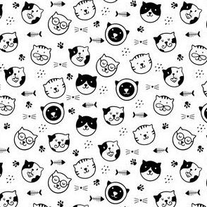 Black and White Kitty Cat Faces
