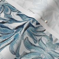 Carved lilies  - antique blue and white