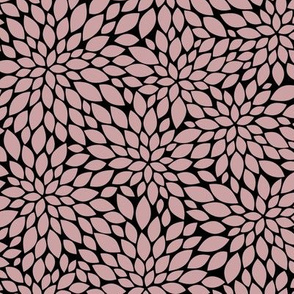 Dahlia Blossoms Pattern - Pale Mauve and Black