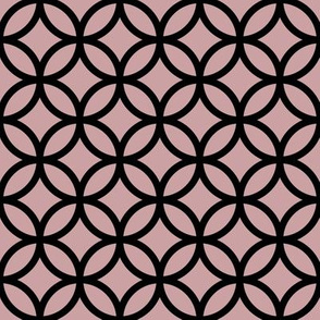 Interlocked Circles Pattern - Pale Mauve and Black