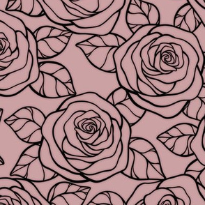 Rose Cutout Pattern - Pale Mauve and Black