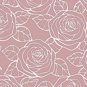 Rose Cutout Pattern - Pale Mauve and White