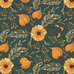 Orange Seamless Flower Pattern