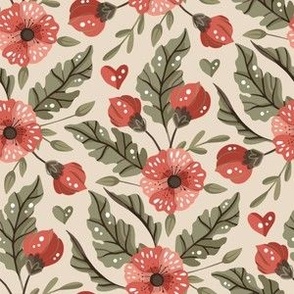 Seamless Red Flowers 
