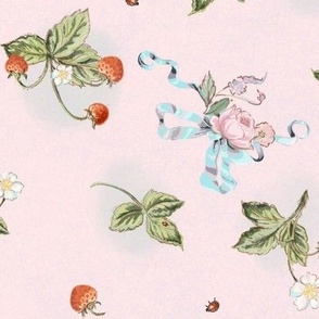Versailles Marie’s  Mignonette Strawberries Scatter Buttercream Rose PInk 
