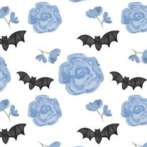 blue floral with bats
