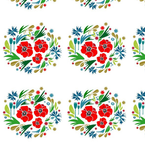 Poppies floral block panel 