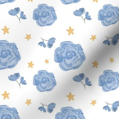 blue floral with stars