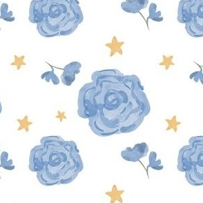 blue floral with stars