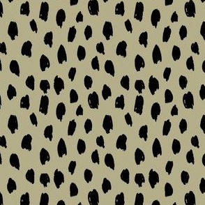 Painted Animal Spots - small artichoke Green and black