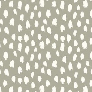 Painted dash /animal spots - small Olive Green  & cream