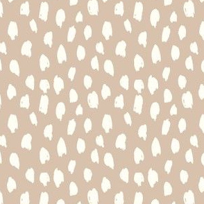 Painted dash /animal spots - Flax and cream
