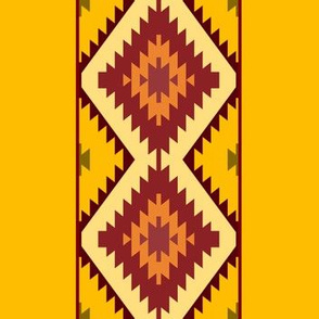 Turkish carpet yellow maroon orange brown. Patchwork mosaic oriental kilim rug with traditional folk geometric ornament. Tribal style