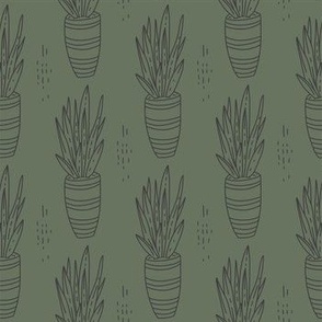 Green seamless potted plant pattern