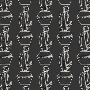 Black and White Cactus Pattern