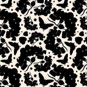 Gran's Aussie Rainforest #2 (Ulysses Butterfly) - black silhouettes on cream beige, medium 